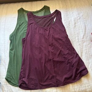 Women's Athletic Tank Top Set - Green and Purple